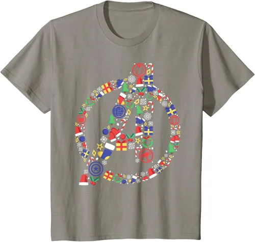 Vista 33 de Marvel Avengers A Logo Symbol Holiday Christmas Icons Camiseta, Negro