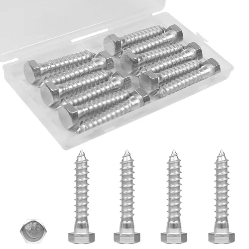 Vista 13 de 30 tornillos de retraso de cabeza hexagonal de 1/4 x 1 pulgada, pernos de acero inoxidable 304, tornillos de cabeza hexagonal para madera, tornillos