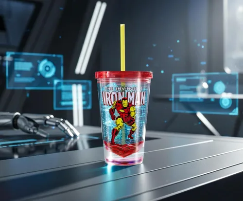 Vista 7 de JUST FUNKY Marvel Retro Iron Man Taza de carnaval de 19 oz