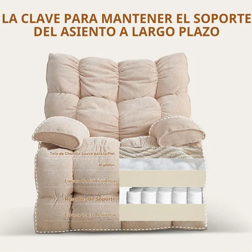 Vista 7 de Sillón reclinable giratorio de gran tamaño para grandes y altos, extra Beige