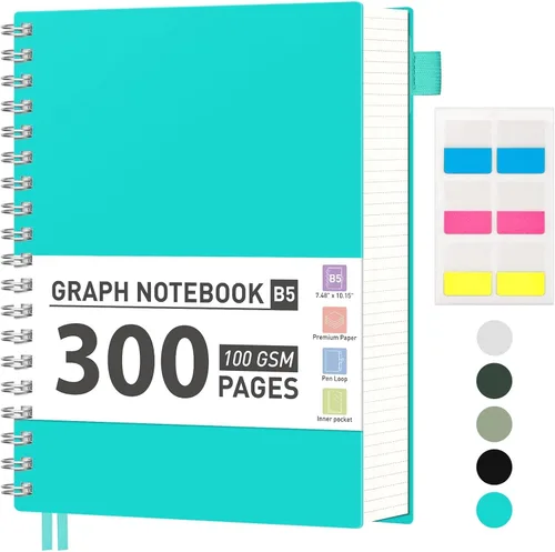 Vista 8 de AHGXG Cuaderno de papel gráfico, 300 páginas, cuaderno espiral de 8.5" x 11", cuaderno de papel de cuadrícula grande A4, papel grueso de 100 gsm