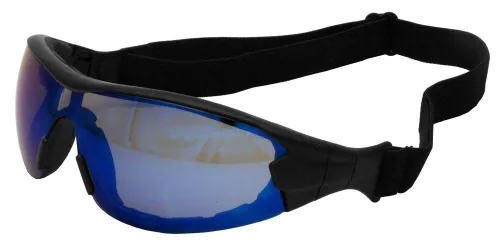 Vista 3 de Gateway Safety 21GB9F Swap Wraparound Gafas/Anteojos Híbridos de Seguridad para los Ojos, Lente Antivaho con Espejo Azul, Marco Negro con Borde