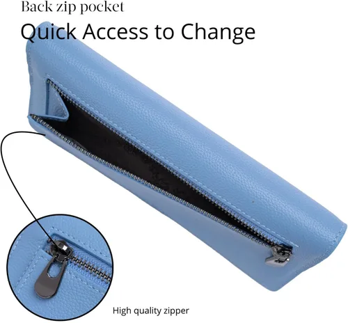 Vista 4 de Bveyzi Billeteras de cuero ultrafino con bloqueo RFID para tarjetas de crédito, billetera plegable para mujer
