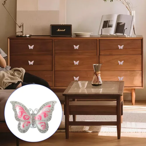 Vista 7 de Pomos de mariposa para gabinete, 6 pomos de mariposa de un solo agujero, tiradores decorativos para puerta, gabinete, cajón, armario, muebles