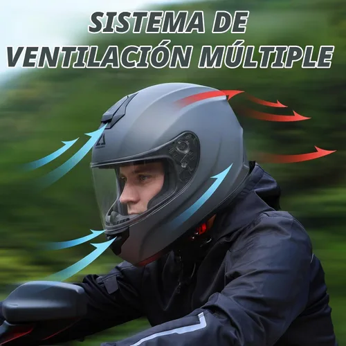 Vista 3 de TRIANGLE Casco de motocicleta de cara completa aprobado por DOT para hombres y mujeres, bicicleta de calle Negro mate