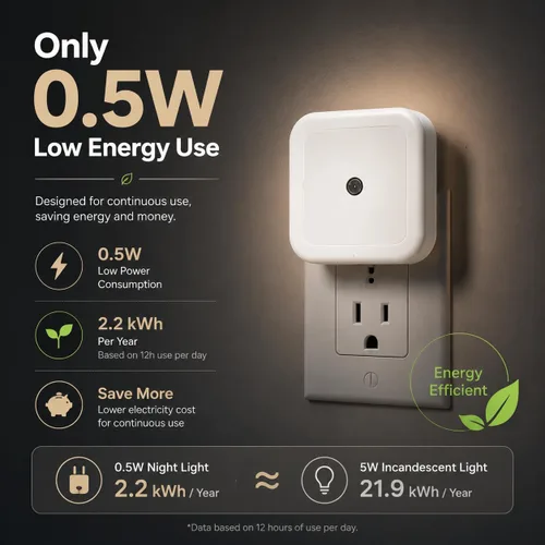 Vista 7 de Othmro Paquete de 4 luces nocturnas enchufables, sensor LED cálido automático del atardecer al amanecer, lámpara de mesita de noche pequeña
