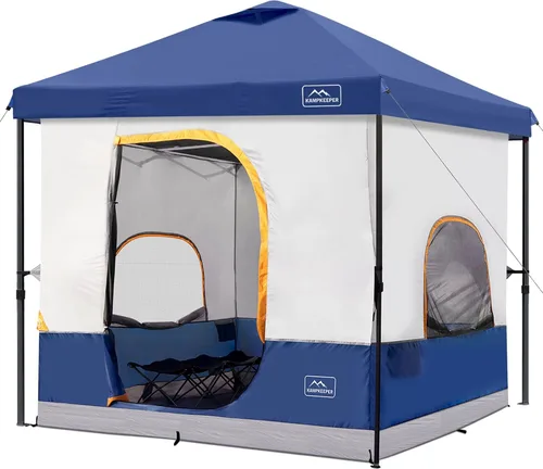 Vista 8 de KAMPKEEPER Tienda de campaña para 6 personas, tienda de campaña desplegable de 10 x 10 pies con tienda interior de campamento, convierte el toldo