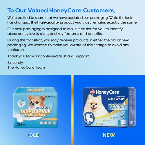 Vista 2 de HONEY CARE All-Absorb A27 - Envoltura para perro macho, 50 unidades, extra pequeña