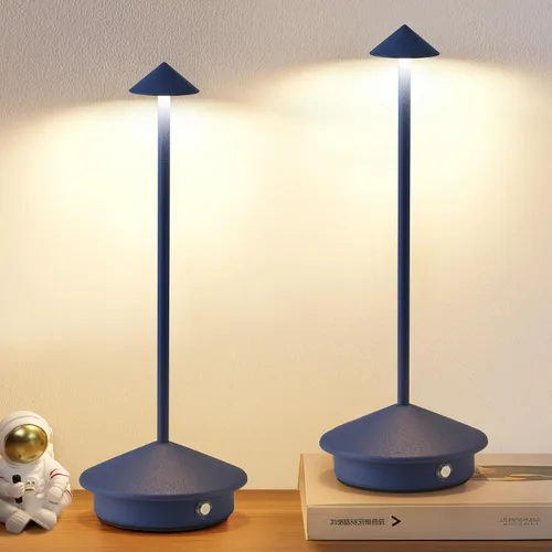 Vista 11 de Juego de 2 lámparas de mesa modernas inalámbricas, lámparas de escritorio LED portátiles, iluminación con batería recargable de 5000mAh