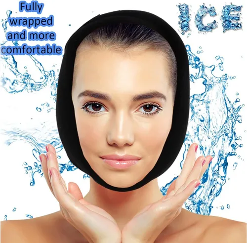 Vista 7 de Paquete de hielo para mandíbula, cabeza y barbilla, paquetes de gel reutilizables calientes o fríos, alivio del dolor para ATM, cirugía oral