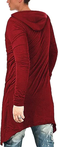 Vista 2 de COOFANDY - Sudadera larga con capucha para hombre, diseño hip hop tipo capa, de mezcla de algodón
