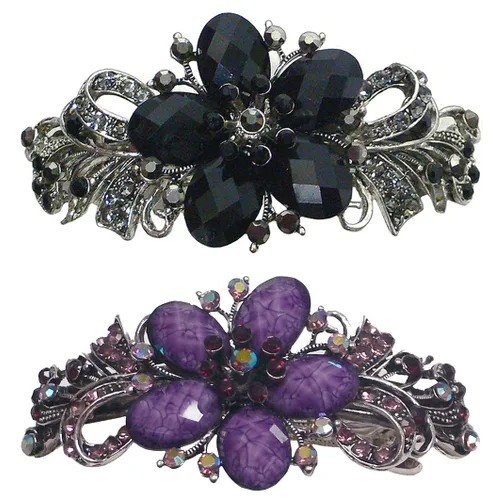 Vista 26 de Paquete de docenas de pasadores grandes jcgy con cristales brillantes, pinzas para el cabello gruesas, 1 unidad de 12 colores, 0052-D