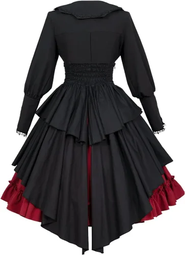 Vista 2 de Taamlou Vestido victoriano para mujer, conjunto de 2 piezas, falda steampunk, disfraz gótico vintage