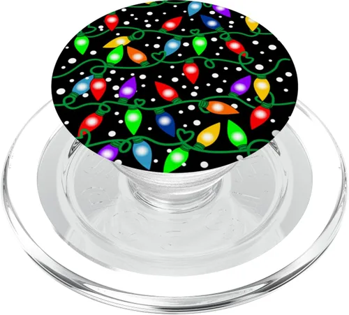 Vista 8 de Patrón de luces de Navidad colorido decoración PopSockets intercambiables PopGrip