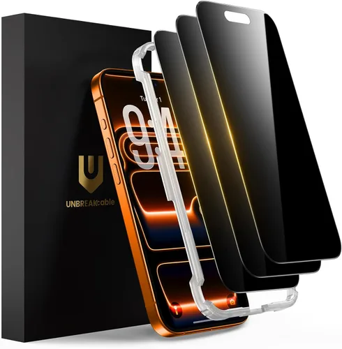 Vista 14 de UNBREAKcable Protector de pantalla de privacidad para iPhone 15-3 Pack