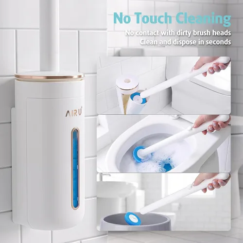Vista 7 de AIR U+ Cepillo Desechable para Inodoro, Sistema de Limpieza de Cuenco de Inodoro con 24 Recargas de Varilla, Kit Inicial de Cepillo Limpio con 1