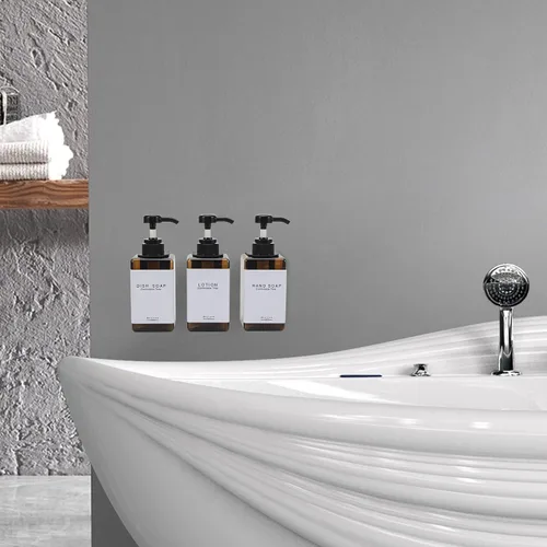 Vista 6 de Dispensador de champú y acondicionador para pared de ducha, 3 cámaras, dispensador de jabón de ducha cuadrado sin taladros, montaje en pared con 3