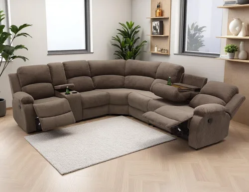 Vista 43 de Juego de sofá seccional reclinable manual, juegos de muebles de sala de estar, sofá seccional en forma de L y 2 sillas, cómodo sofá reclinable