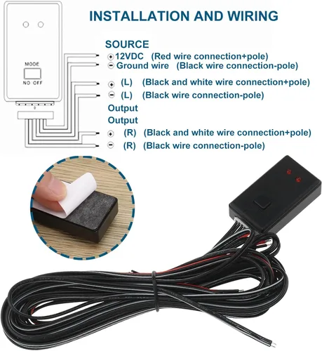 Vista 2 de Controlador estroboscópico de flash LED DC12V 2 maneras 48W caja de coche kit de módulo intermitente con paquete de cables para motocicleta, coche