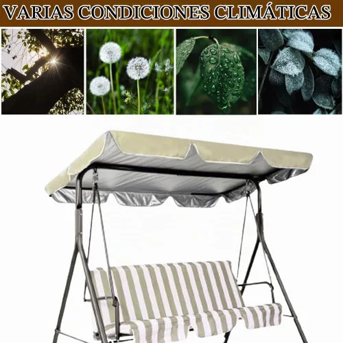Vista 4 de Toldo de repuesto para columpio, repuesto de patio al aire libre, 3 fundas de asiento para porche jardín (Beige/64 x 44 5.9), tres tamaños