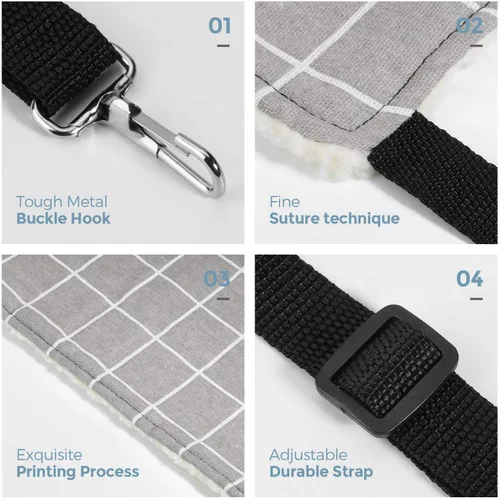 Vista 8 de ComSaf Hamaca reversible para gatos, hamaca transpirable para mascotas con correas ajustables y ganchos de metal, hamaca colgante de doble cara