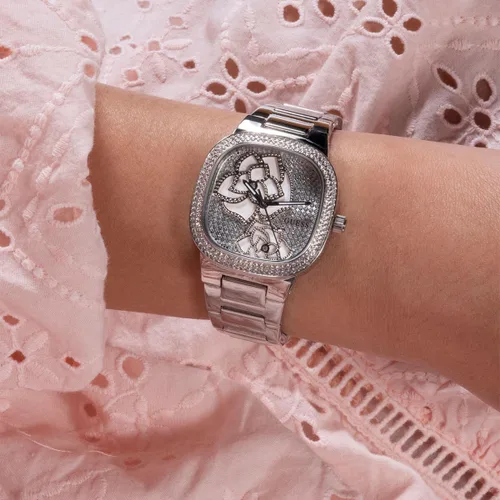 Vista 7 de GUESS Reloj para mujer de 1.260 in - Correa de tono plateado con esfera plateada, Tono plateado, Moderno
