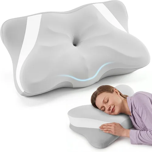 Vista 19 de Sweetcrispy Almohada cervical para cuello y hombro, almohadas ergonómicas de espuma viscoelástica, contorno lateral para adultos, soporte ortopédico