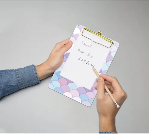 Vista 3 de Hongri Portapapeles de plástico pequeño, diseño de moda A5 para estudiantes, niños, mujeres, oficina, hogar, clip de perfil bajo, bonito