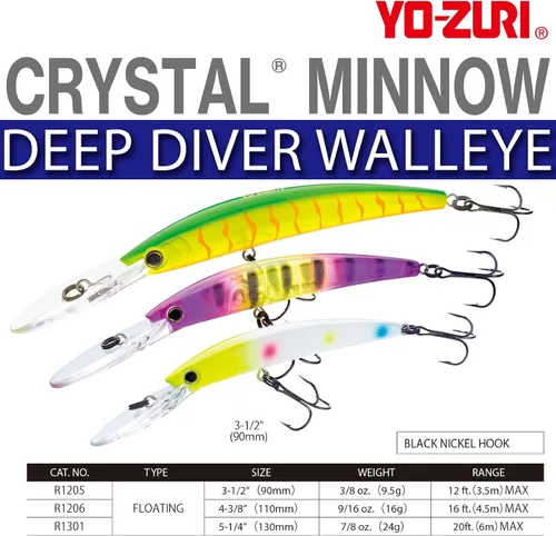 Vista 2 de Duel Yo Zuri Crystal Minnow Deep Diver Walleye ' F Mm 3 Floating Lure