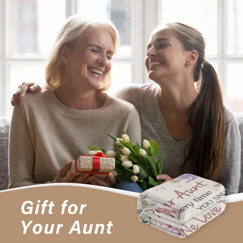 Vista 2 de Regalos para tía, manta de regalo de cumpleaños para tías, regalos para tías de sobrino, ideas de regalo para tía, regalos para San Valentín, Día