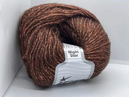 Vista 4 de Copper Brown Night Star - Hilo metálico de mezcla de lana de cadena de peso DK, 1.76 oz (1.75 onzas) 656.2 ft (218 yardas)