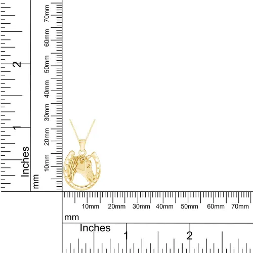 Vista 5 de Collar con colgante de cara de caballo y herradura de oro de 14 quilates sobre plata esterlina