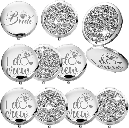 Vista 10 de Barydat 10 espejos compactos para dama de honor, regalos I Do Crew, color Azul