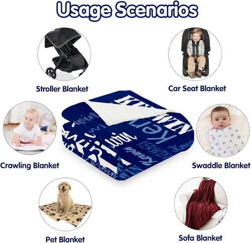 Vista 5 de ICELIETE Envía al día siguiente, mantas personalizadas para niños, manta personalizada con nombre, manta de franela, regalos de Navidad y cumpleaños