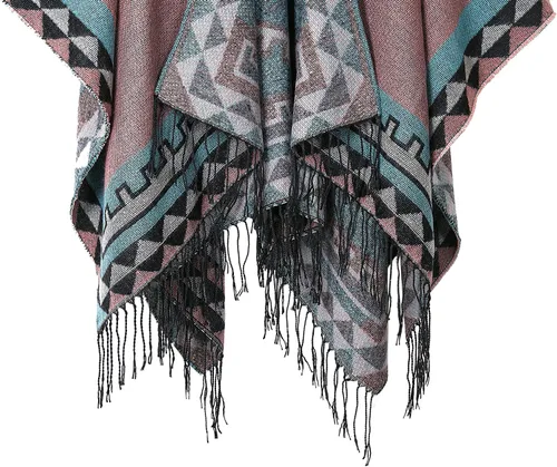 Vista 76 de Chales cálidos para mujer, cárdigan con frente abierto, estilo vintage, poncho