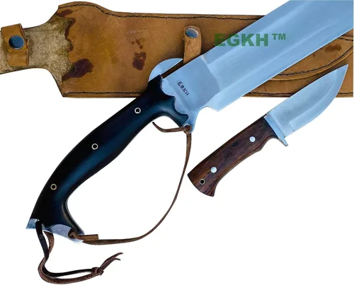 Vista 3 de Cuchillo Predator EUK de 18", Machete de supervivencia, hoja forjada a mano Khukuri - Cuchillos de espiga completa fabricados en Nepal