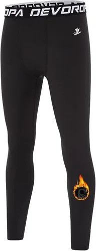 Vista 23 de DEVOROPA - Leggings de compresión para niños, mallas deportivas con forro polar, capa base térmica Verde militar (forro polar)