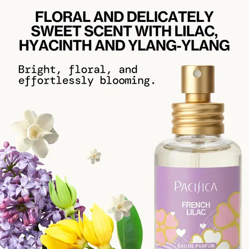 Vista 3 de Pacifica Perfume en aerosol French Lilac – Fragancia floral vegana limpia para mujeres, notas de lila recién cortadas y magnolia en polvo, aroma