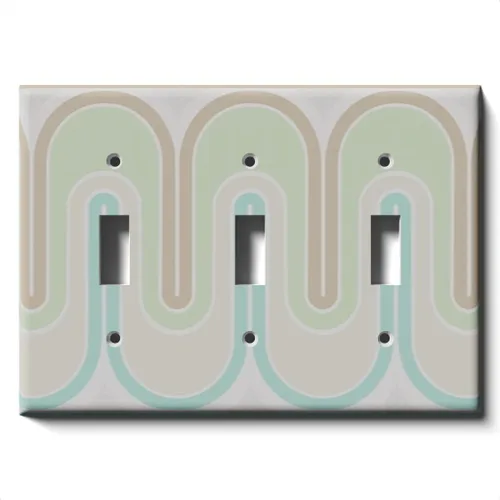 Vista 3 de Placa decorativa de salida - Verde Retro Waves - Receptáculo doble dúplex