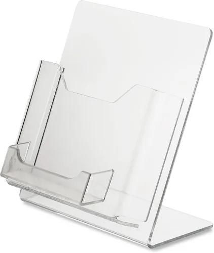 Vista 3 de Source One Deluxe - Pantalla de tarjeta de felicitación de acrílico transparente con tarjetero de regalo, 5 pulgadas de ancho