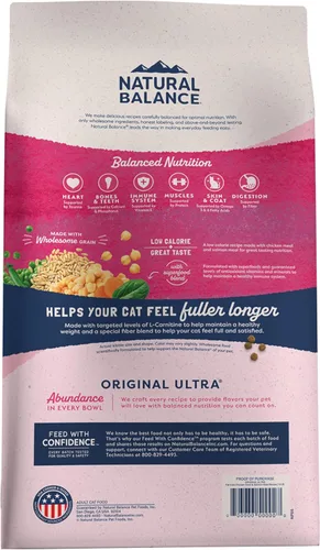 Vista 2 de Natural Balance Original Ultra Fat Cats - Receta de comida de pollo y salmón baja en calorías, comida seca para gatos, 6 libras