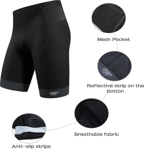 Vista 3 de Wulibike Pantalones cortos de bicicleta para hombre, acolchados 4D para hombre, pantalones cortos de ciclismo de montaña con bolsillos con cremallera