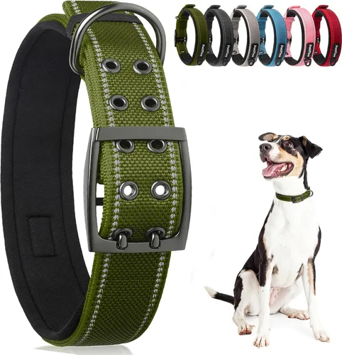 Vista 17 de PetiFine Collares para perros pequeños, collar acolchado de neopreno, collares reflectantes resistentes para mascotas con hebilla de cinturón
