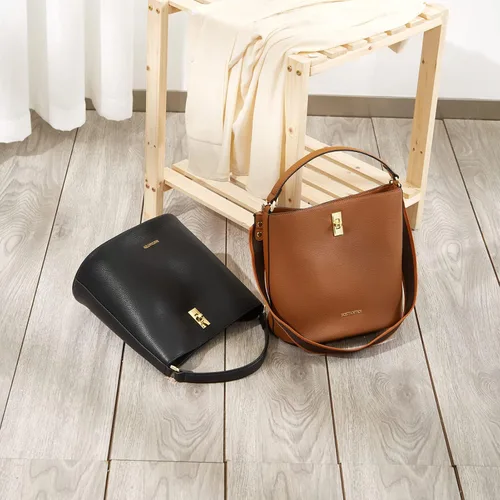 Vista 3 de BOSTANTEN - Bolsos de cuero al hombro tipo balde para mujer
