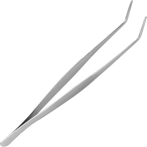 Vista 11 de Auniwaig Pinzas de acero inoxidable de 4.92 pulgadas de longitud con punta dentada curvada para reparación de manualidades, herramientas