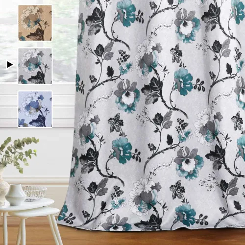 Vista 9 de H.VERSAILTEX Cortinas 100% opacas de 63 pulgadas de largo, juego de 2 paneles de cortinas estampadas con aislamiento térmico para dormitorio