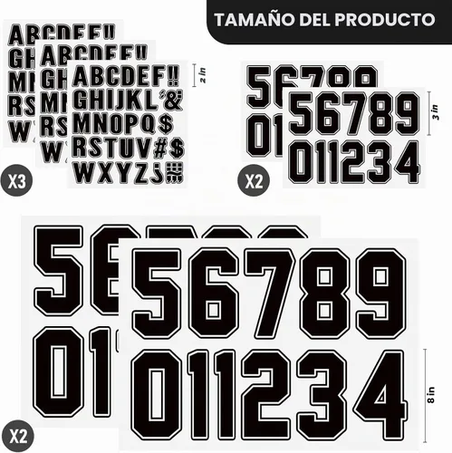 Vista 2 de 190 Piezas Letras Termoadhesivas Números Termoadhesivos Alfabetos Pegatinas de Tela Parches de Números de 8 Pulgadas y 3 Pulgadas Letras