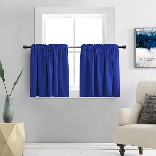 Vista 23 de DONREN Cortinas Cenefas de 20 pulgadas de largo - 2 paneles opacos aislantes térmicos pequeñas cenefas de cortina para baño con bolsillo para barra