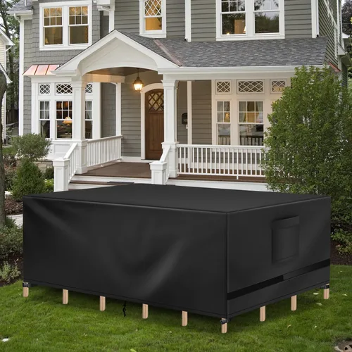 Vista 6 de Richwon Funda para Muebles de Patio, Funda Impermeable Rectangular para Mesa de Exterior, Protección Resistente para Conjunto Seccional 108"L x 82"W