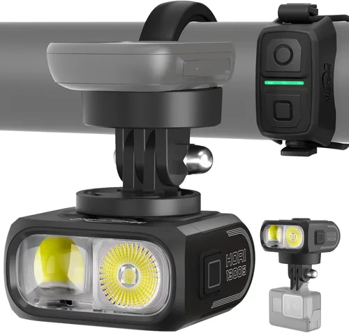 Vista 11 de Magicshine HORI1300S - Faro delantero para bicicleta, compatible con Garmin/Wahoo, 1300 lúmenes, luz delantera de haz alto y bajo, USB-C recargable